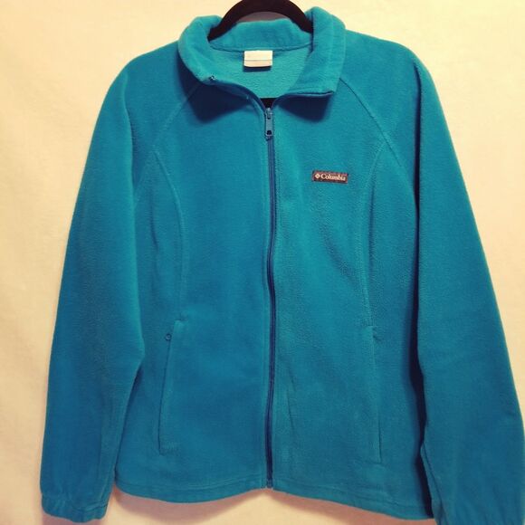 Columbia XL Jacket Full Zip Fleece Teal Camping Hiking Casual Outdoors Gorpcore - Picture 1 of 8